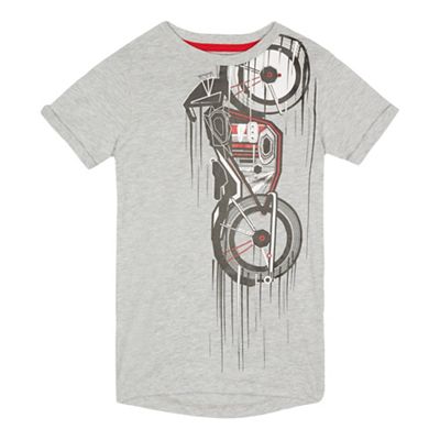 Boys' grey motor bike print t-shirt